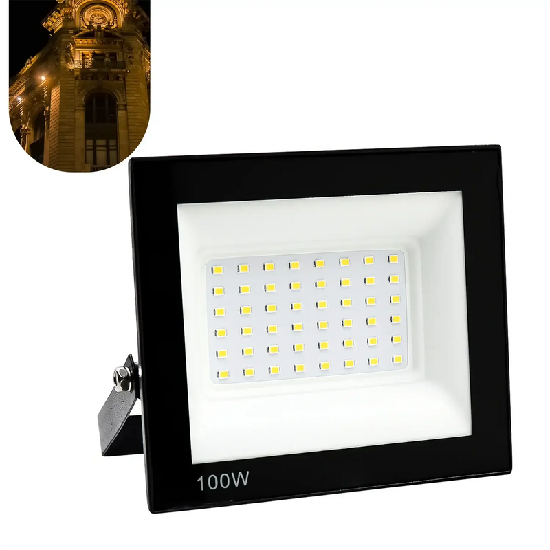 Refletor Led 100w Bivolt à Prova D'água, Led Cor Branco, Amarelo ou Verde.